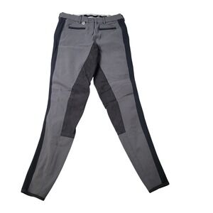 Pikeur Lugana Full Seat Breeches Gray Black Equestrian Riding Pants Size 28L 84